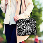 Black And White Maya Calendar Print Shoulder Strap Bible Bag