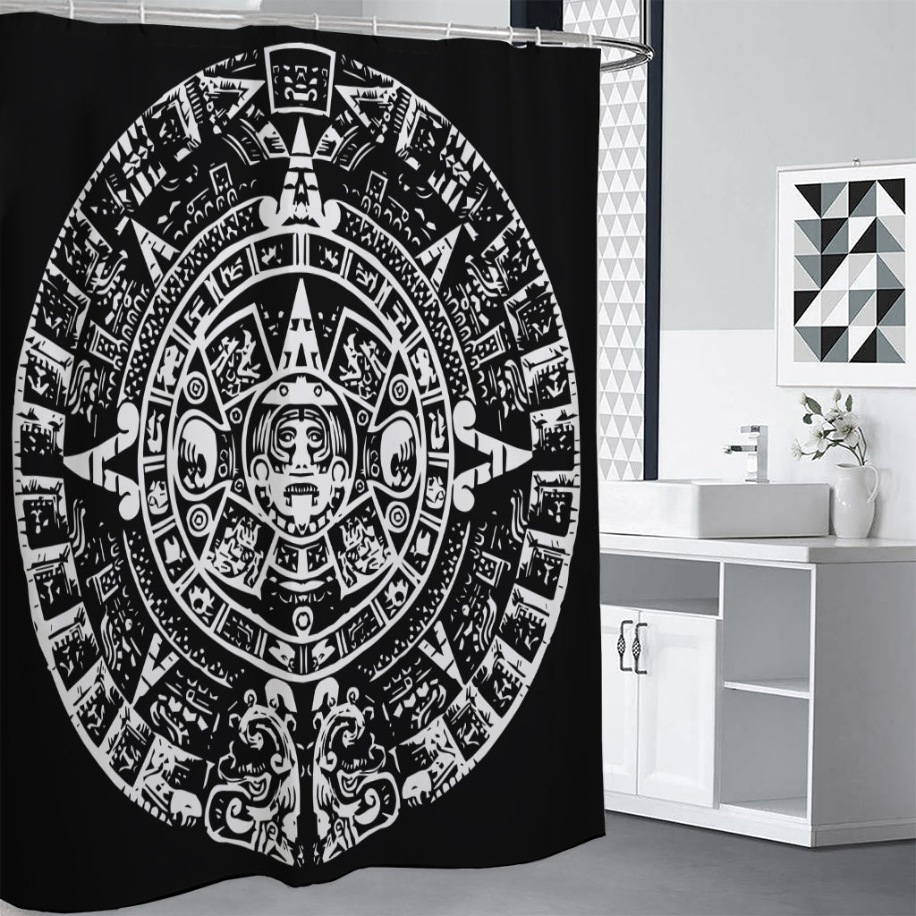 Black And White Maya Calendar Print Shower Curtain