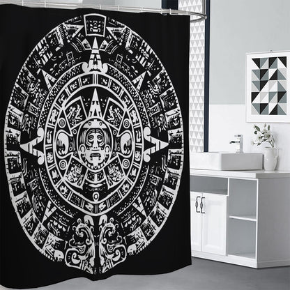 Black And White Maya Calendar Print Shower Curtain