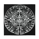 Black And White Maya Calendar Print Silk Bandana