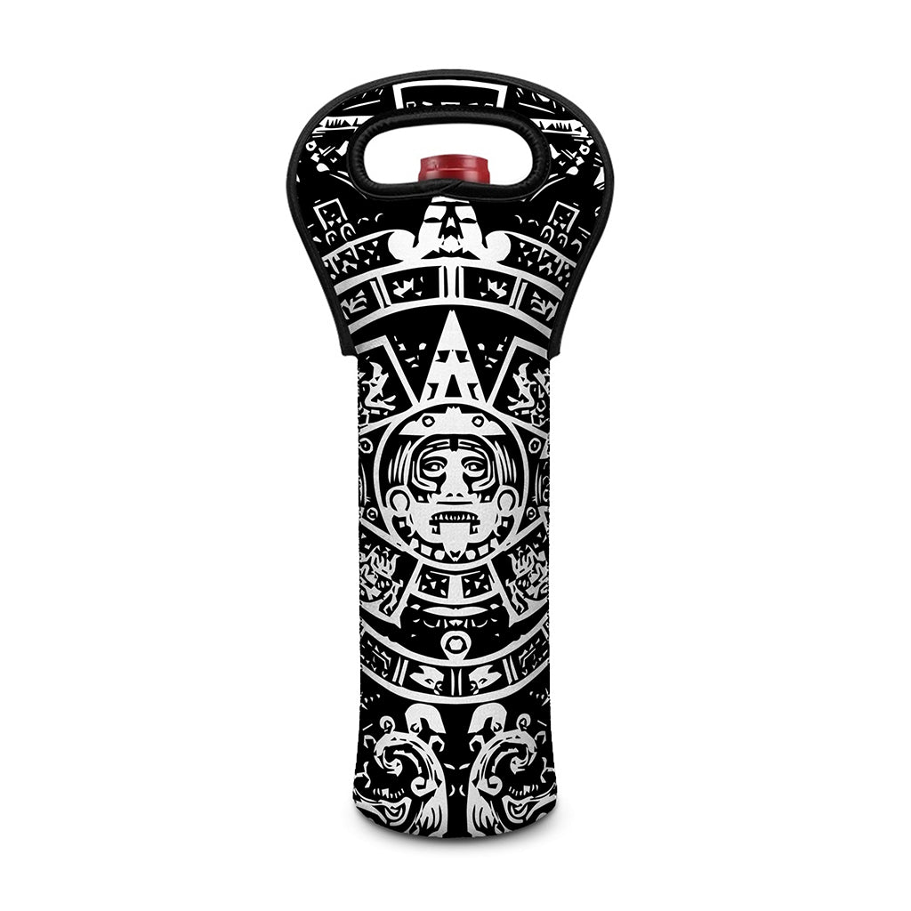 Black And White Maya Calendar Print Single Neoprene Wine Tote