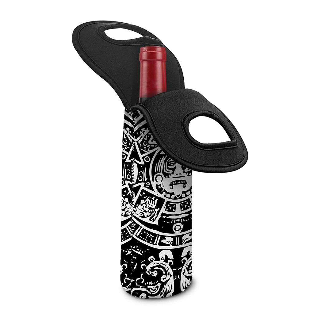 Black And White Maya Calendar Print Single Neoprene Wine Tote