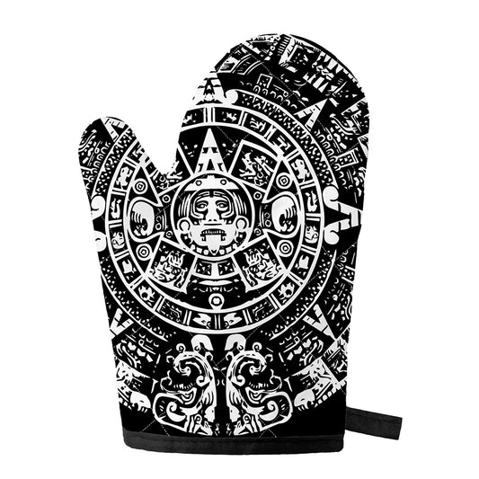 Black And White Maya Calendar Print Single Oven Mitt