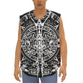 Black And White Maya Calendar Print Sleeveless Baseball Jersey
