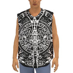 Black And White Maya Calendar Print Sleeveless Baseball Jersey