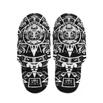 Black And White Maya Calendar Print Slippers