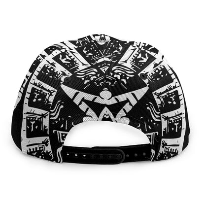 Black And White Maya Calendar Print Snapback Cap