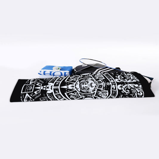Black And White Maya Calendar Print Sports Towel