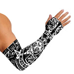 Black And White Maya Calendar Print Sun Protection Arm Sleeves