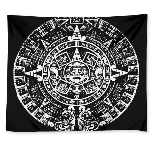 Black And White Maya Calendar Print Tapestry