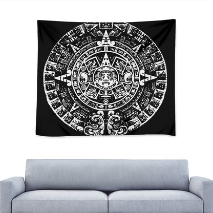 Black And White Maya Calendar Print Tapestry