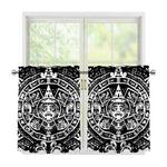 Black And White Maya Calendar Print Tier Curtains