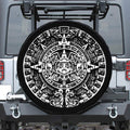 Black And White Maya Calendar Print Tire Cover