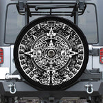 Black And White Maya Calendar Print Tire Cover With Camera Hole