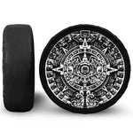 Black And White Maya Calendar Print Tire Cover With Camera Hole
