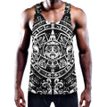 Black And White Maya Calendar Print Men's Workout Tank Top