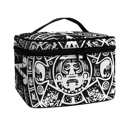 Black And White Maya Calendar Print Travel Makeup Bag