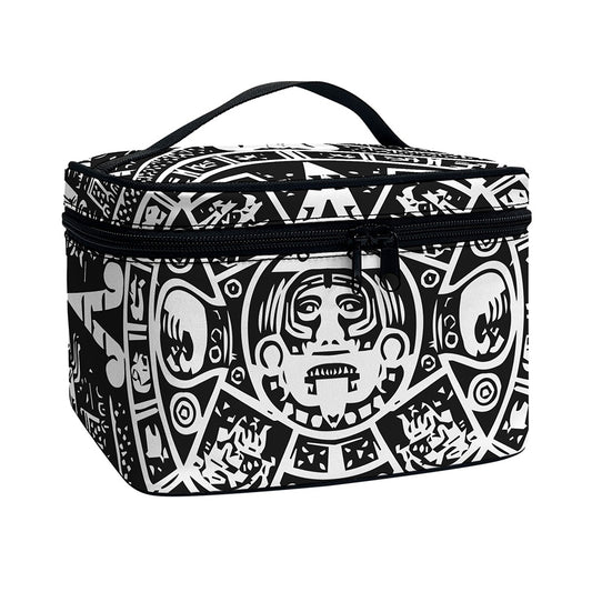 Black And White Maya Calendar Print Travel Makeup Bag