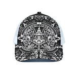 Black And White Maya Calendar Print White Mesh Trucker Cap