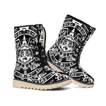 Black And White Maya Calendar Print Winter Boots