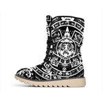 Black And White Maya Calendar Print Winter Boots