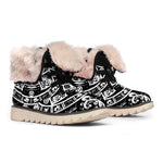 Black And White Maya Calendar Print Winter Boots