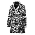 Black And White Maya Calendar Print Women's Bathrobe