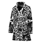 Black And White Maya Calendar Print Women's Bathrobe