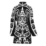 Black And White Maya Calendar Print Women's Bathrobe