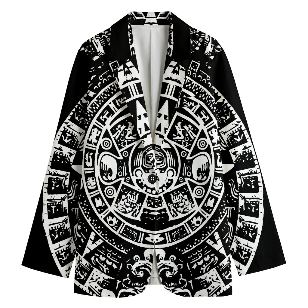 Black And White Maya Calendar Print Women's Blazer