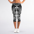 Black And White Maya Calendar Print Women's Capri Leggings