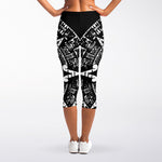 Black And White Maya Calendar Print Women's Capri Leggings