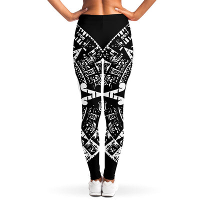 Black And White Maya Calendar Print Women's Leggings