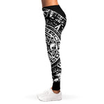 Black And White Maya Calendar Print Women's Leggings