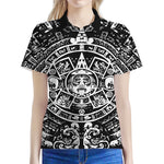 Black And White Maya Calendar Print Women's Polo Shirt
