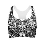Black And White Maya Calendar Print Women's Sports Bra