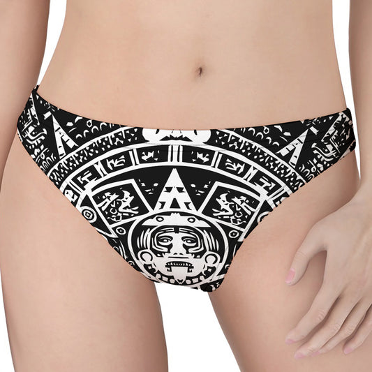 Black And White Maya Calendar Print Women's Thong