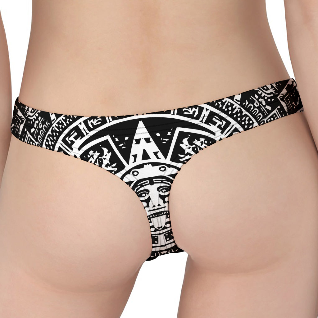 Black And White Maya Calendar Print Women's Thong