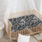 Black And White Mechanic Pattern Print Baby Crib Sheet