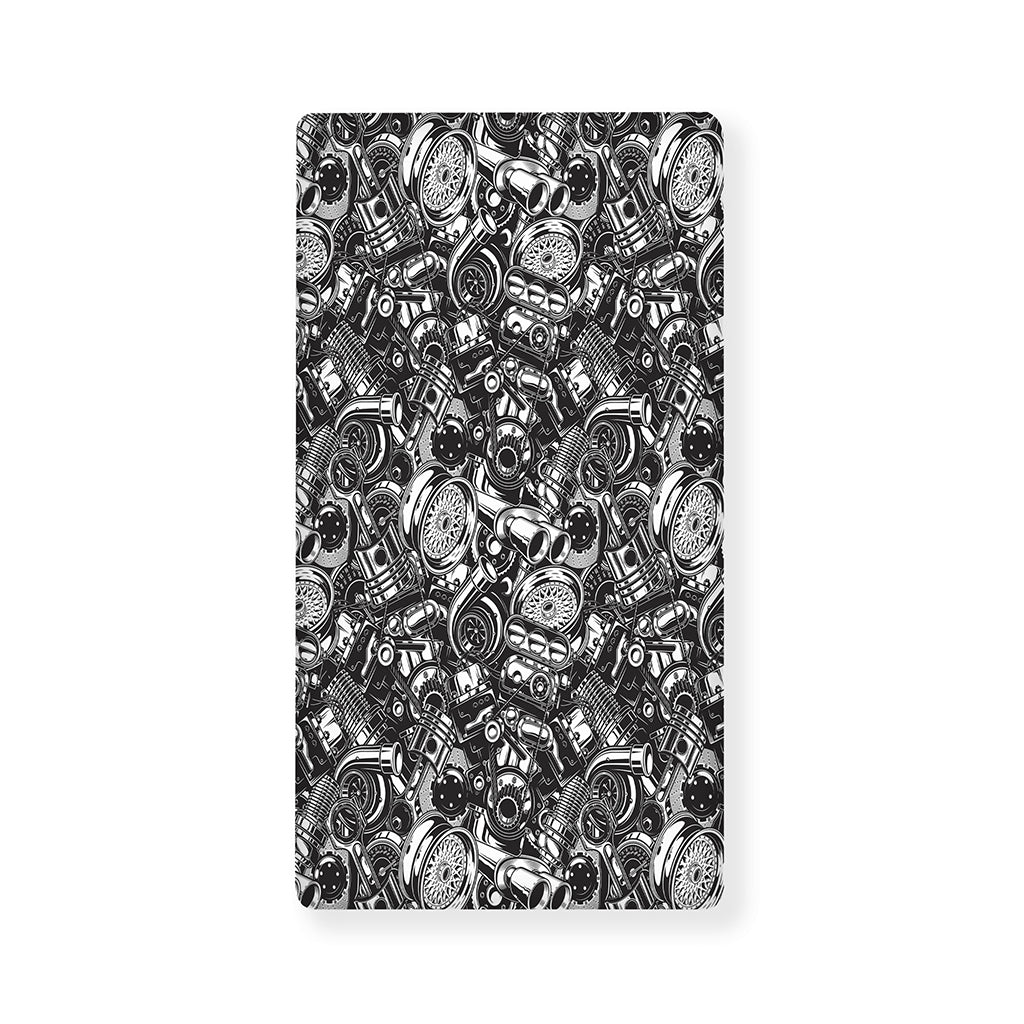 Black And White Mechanic Pattern Print Baby Crib Sheet