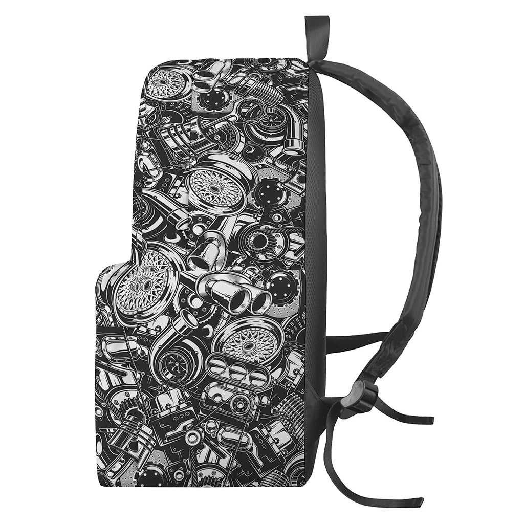 Black And White Mechanic Pattern Print Backpack