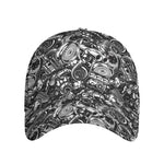 Black And White Mechanic Pattern Print Baseball Cap