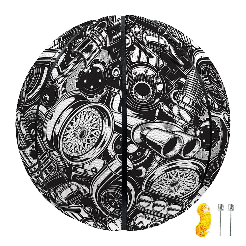 Black And White Mechanic Pattern Print Basketball