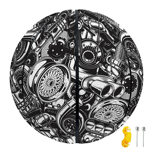 Black And White Mechanic Pattern Print Basketball