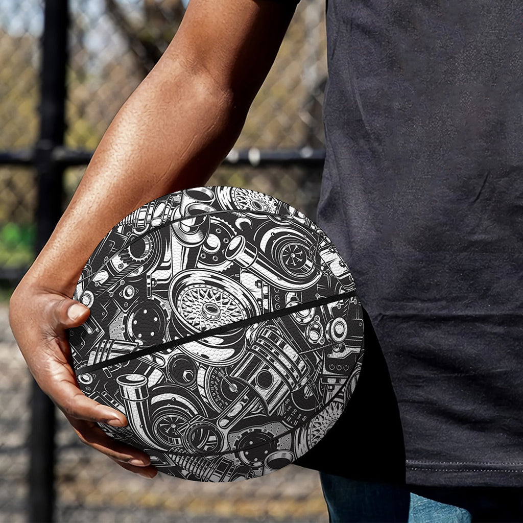 Black And White Mechanic Pattern Print Basketball