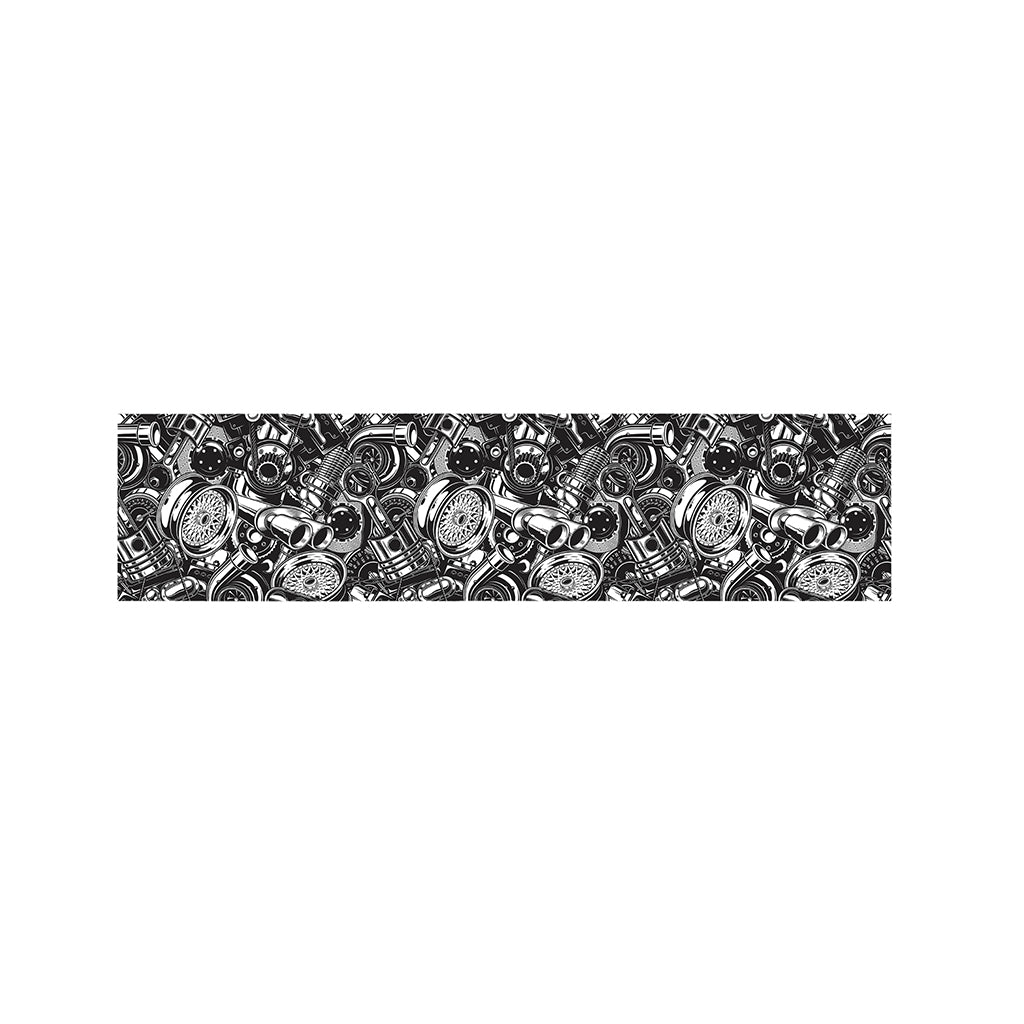 Black And White Mechanic Pattern Print Bed Runner