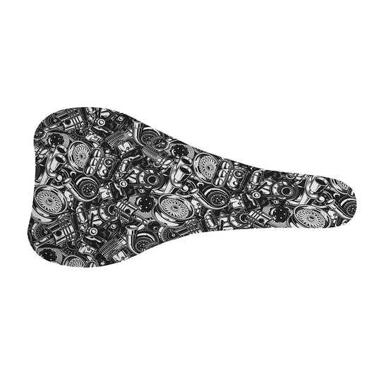 Black And White Mechanic Pattern Print Bicycle Seat Cover