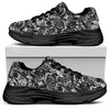 Black And White Mechanic Pattern Print Black Chunky Shoes