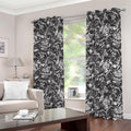 Black And White Mechanic Pattern Print Dimout Grommet Curtains