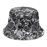 Black And White Mechanic Pattern Print Bucket Hat